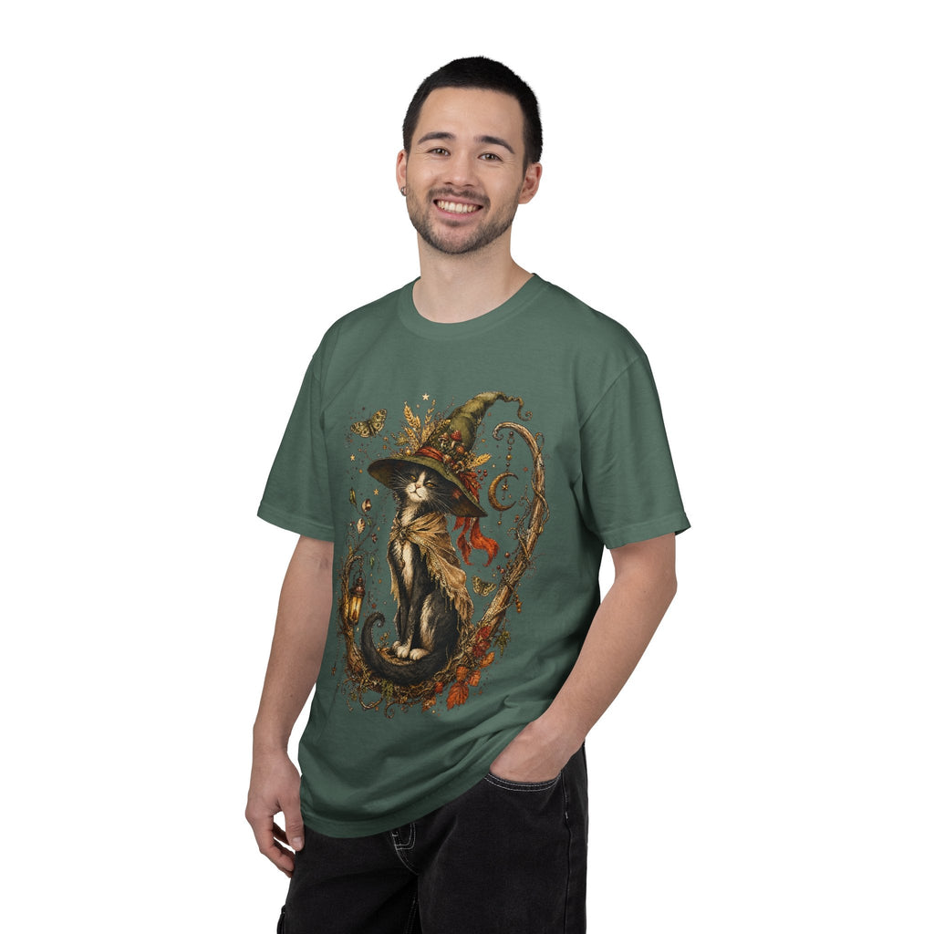Witch Cat T‑Shirt — Autumn Witch Hat Cat Illustration