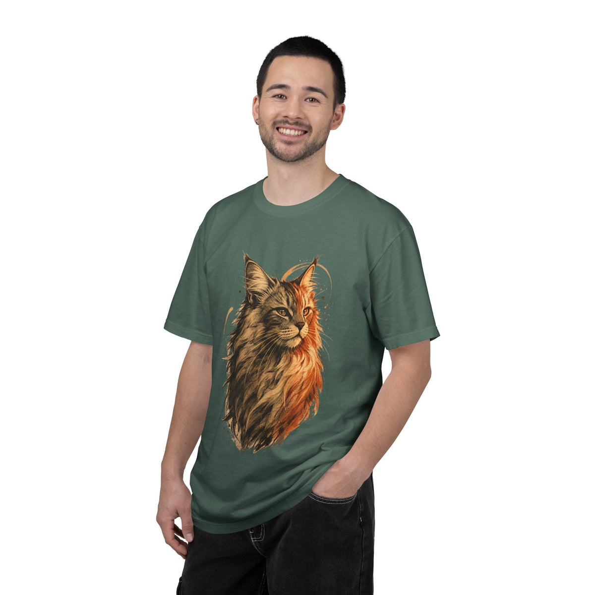 Majestic Maine Coon Cat T-Shirt — Artistic Portrait Tee for Cat Lovers