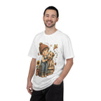 Autumn Kids & Puppy Graphic T-Shirt — Cozy Fall Cute Boy with Dog Design