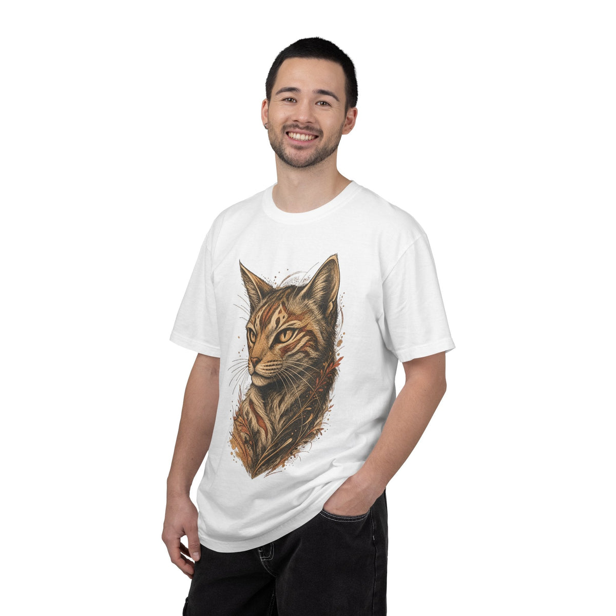 Cat Portrait T-Shirt — Realistic Tabby Illustration Tee