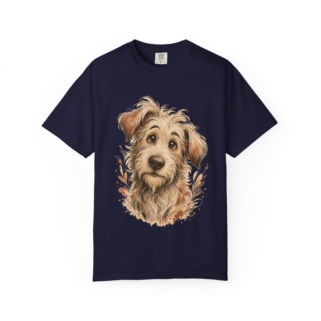 Happy Scruffy Dog T-Shirt — Cute Paw Print Portrait Tee