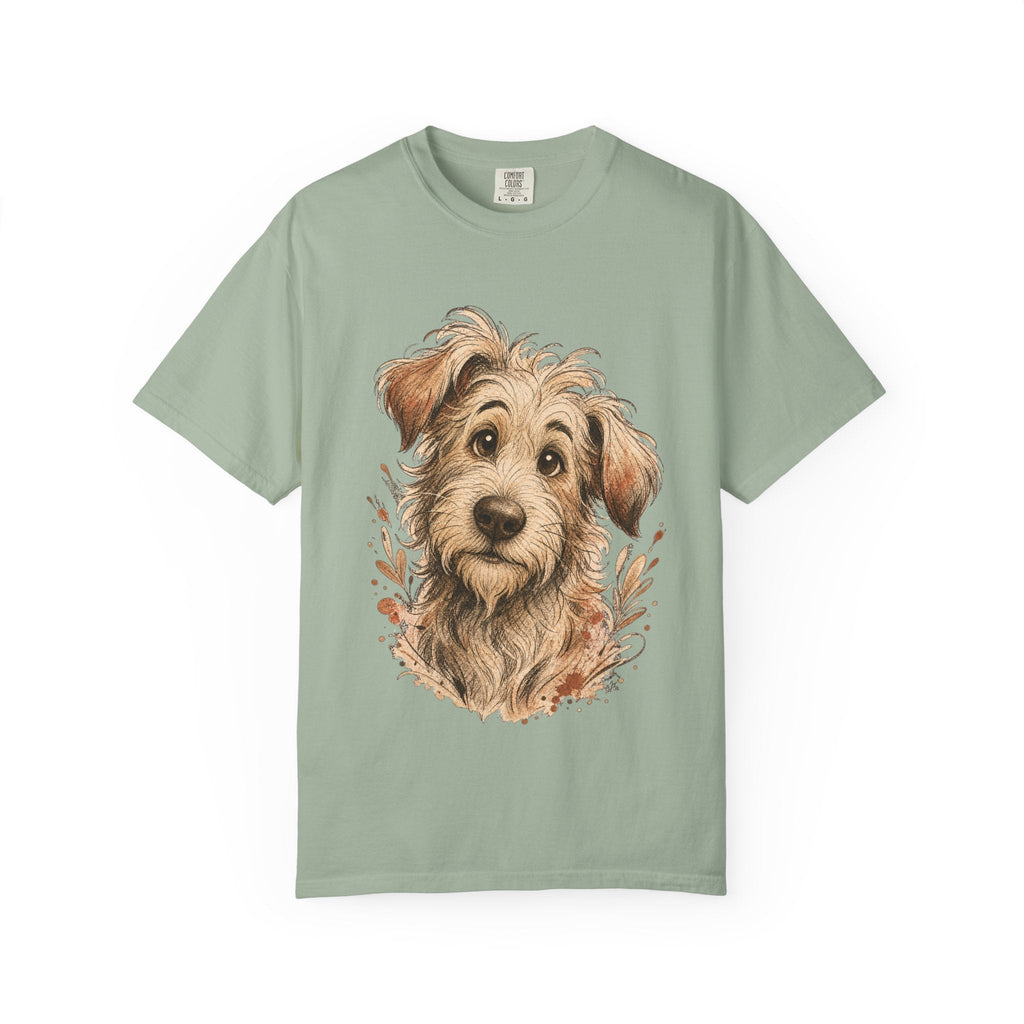 Happy Scruffy Dog T-Shirt — Cute Paw Print Portrait Tee