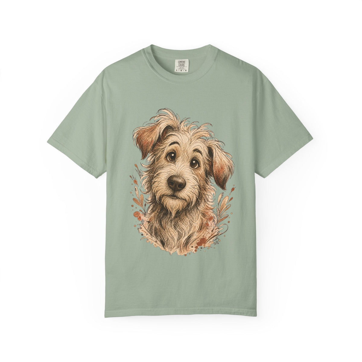 Happy Scruffy Dog T-Shirt — Cute Paw Print Portrait Tee