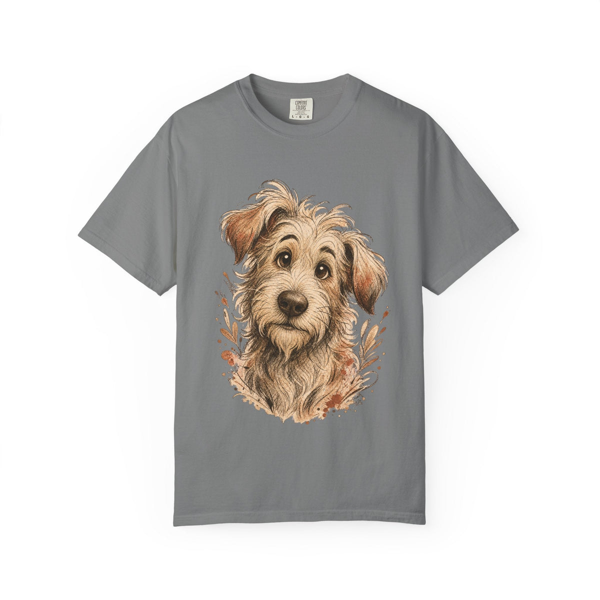Happy Scruffy Dog T-Shirt — Cute Paw Print Portrait Tee