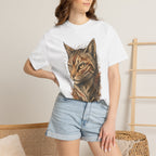 Cat Portrait T-Shirt — Realistic Tabby Illustration Tee