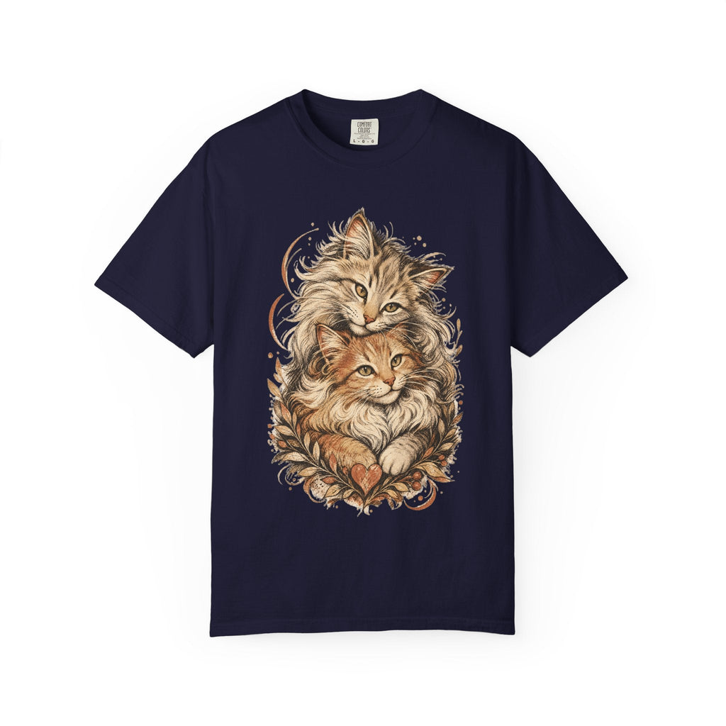 Cat Lovers Vintage Art T-Shirt — Cozy Fluffy Cats Illustration