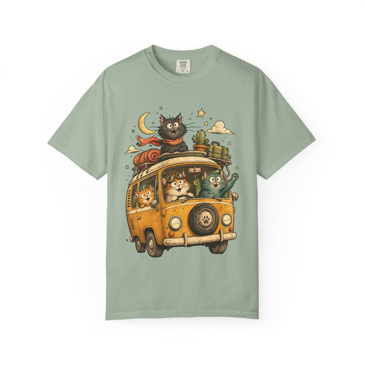 Cute Cats Road Trip T-Shirt — Vintage Camper Van Graphic