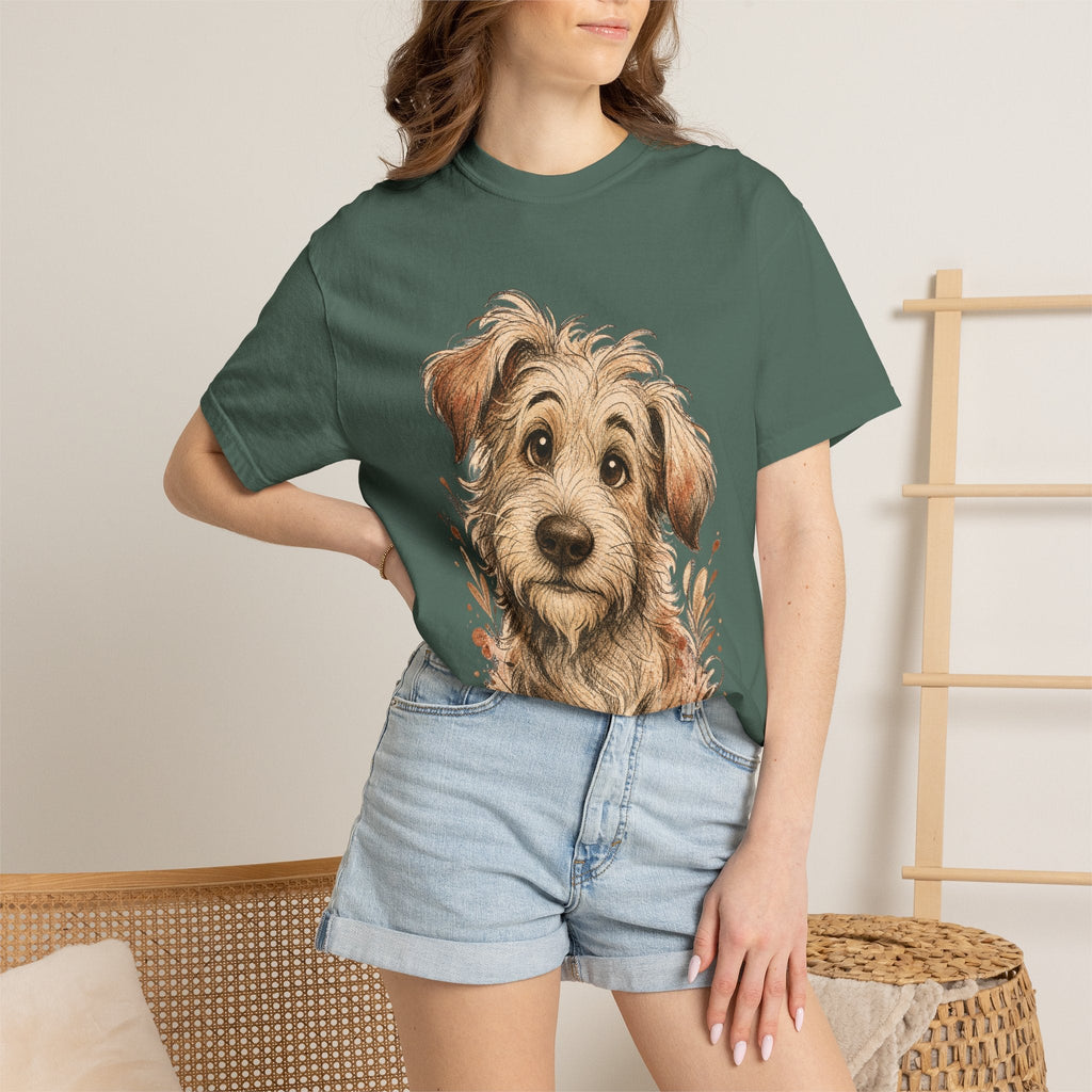 Happy Scruffy Dog T-Shirt — Cute Paw Print Portrait Tee