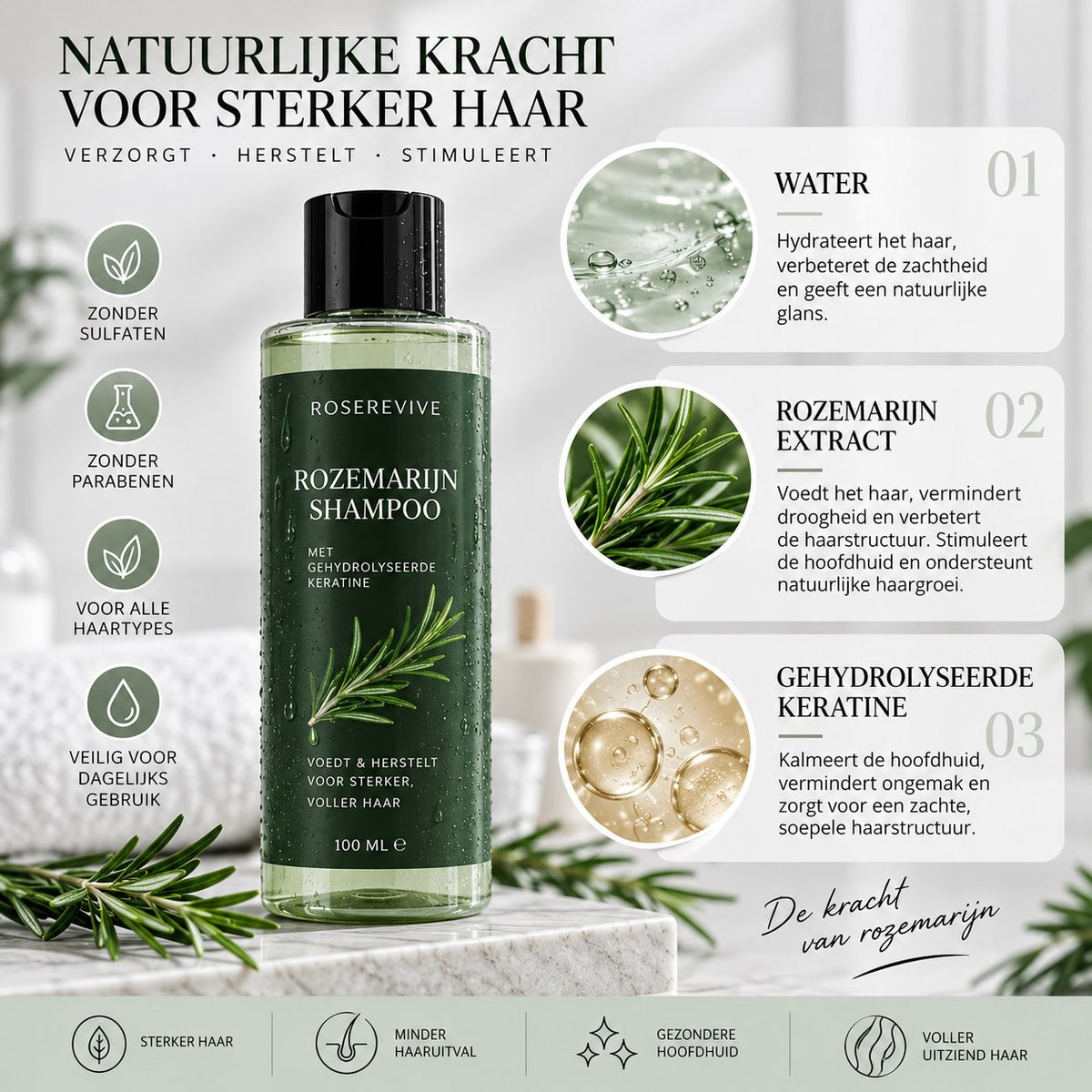 Roserevive™ | Rosemary Keratin Shampoo - 100 ml per fles