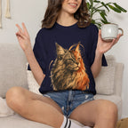 Majestic Maine Coon Cat T-Shirt — Artistic Portrait Tee for Cat Lovers