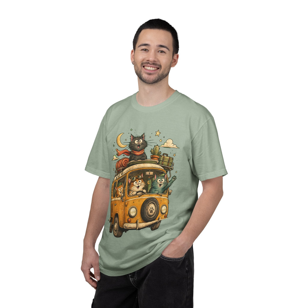 Cute Cats Road Trip T-Shirt — Vintage Camper Van Graphic