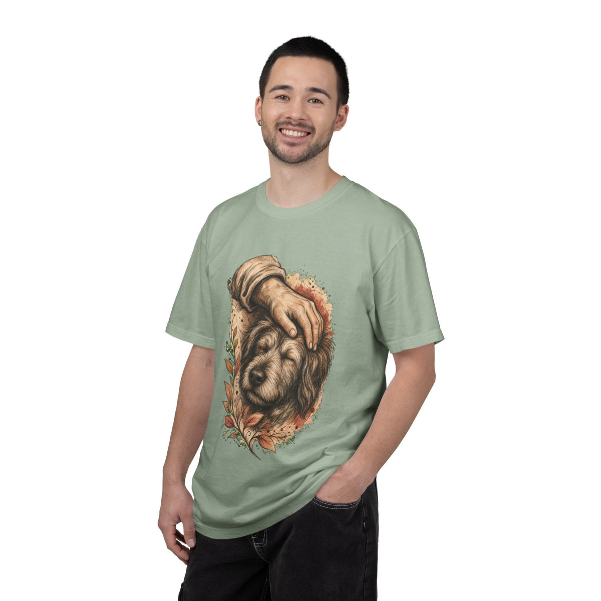 T-Shirt — Gentle Petting Rescue Dog Portrait Tee