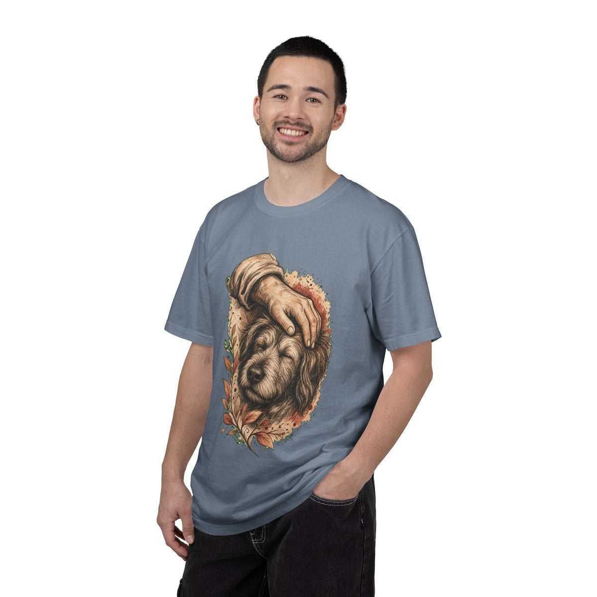 T-Shirt — Gentle Petting Rescue Dog Portrait Tee