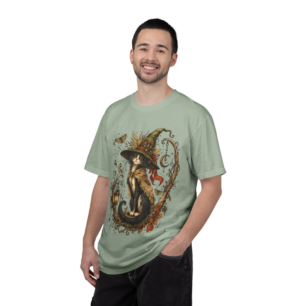 Witch Cat T‑Shirt — Autumn Witch Hat Cat Illustration