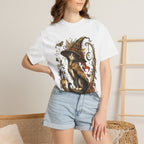 Witch Cat T‑Shirt — Autumn Witch Hat Cat Illustration