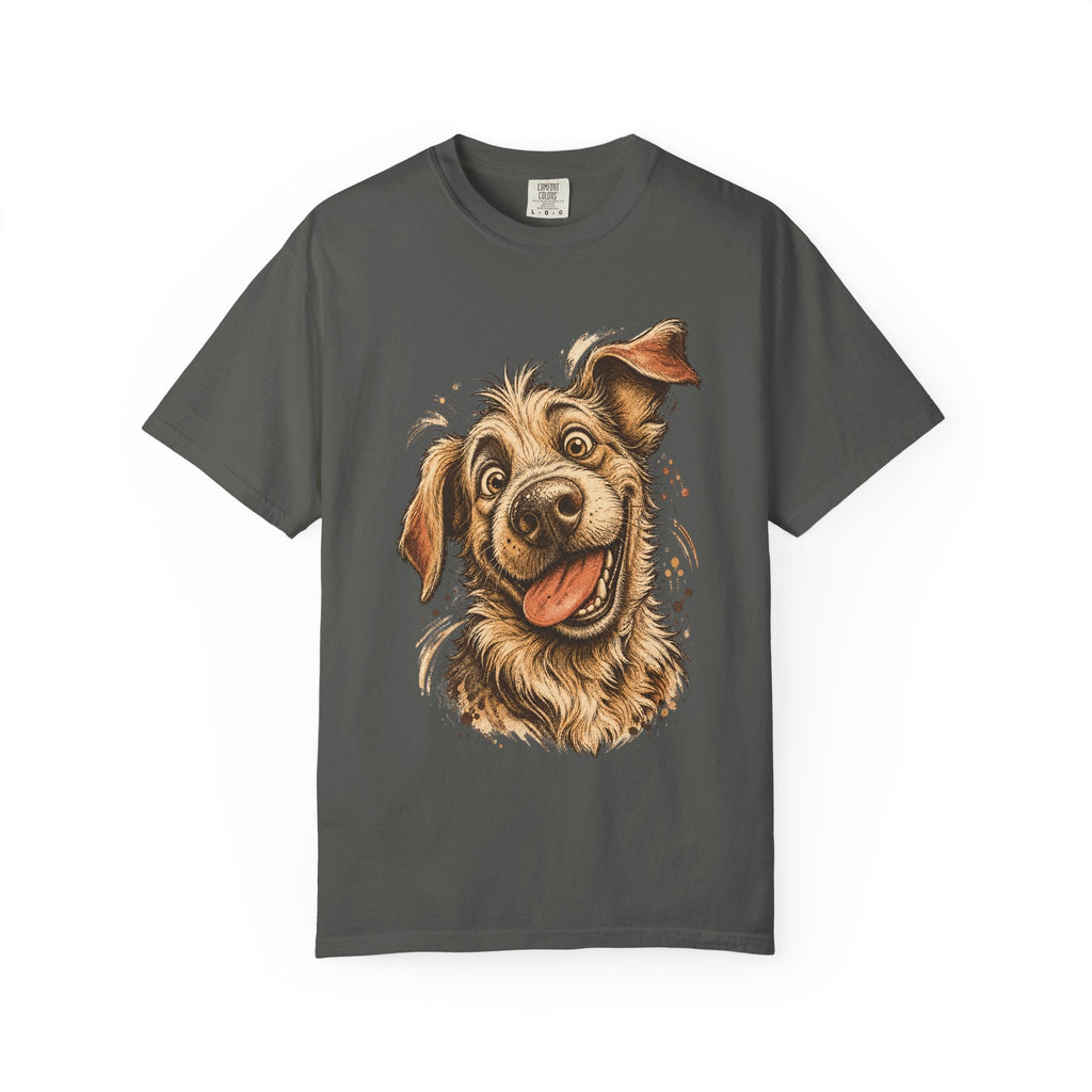 Happy Dog Portrait T-Shirt — Playful Paw Print Graphic Tee for Dog Lovers