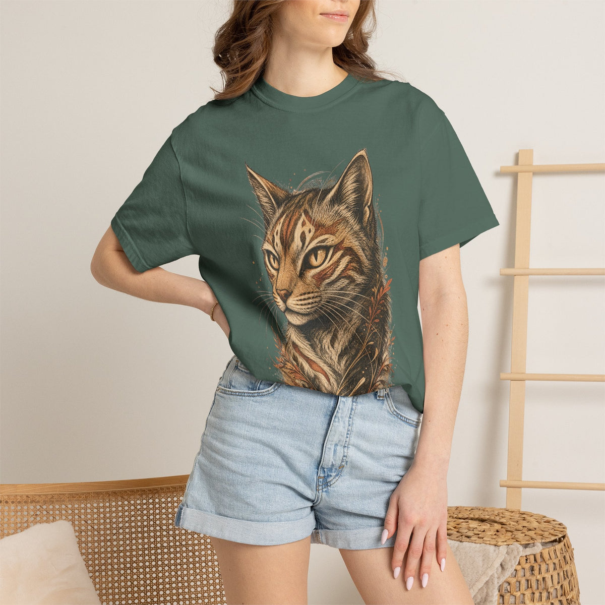 Cat Portrait T-Shirt — Realistic Tabby Illustration Tee