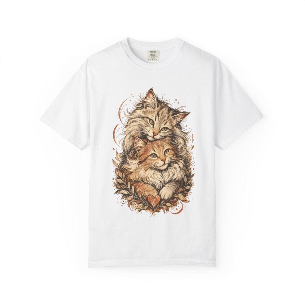 Cat Lovers Vintage Art T-Shirt — Cozy Fluffy Cats Illustration