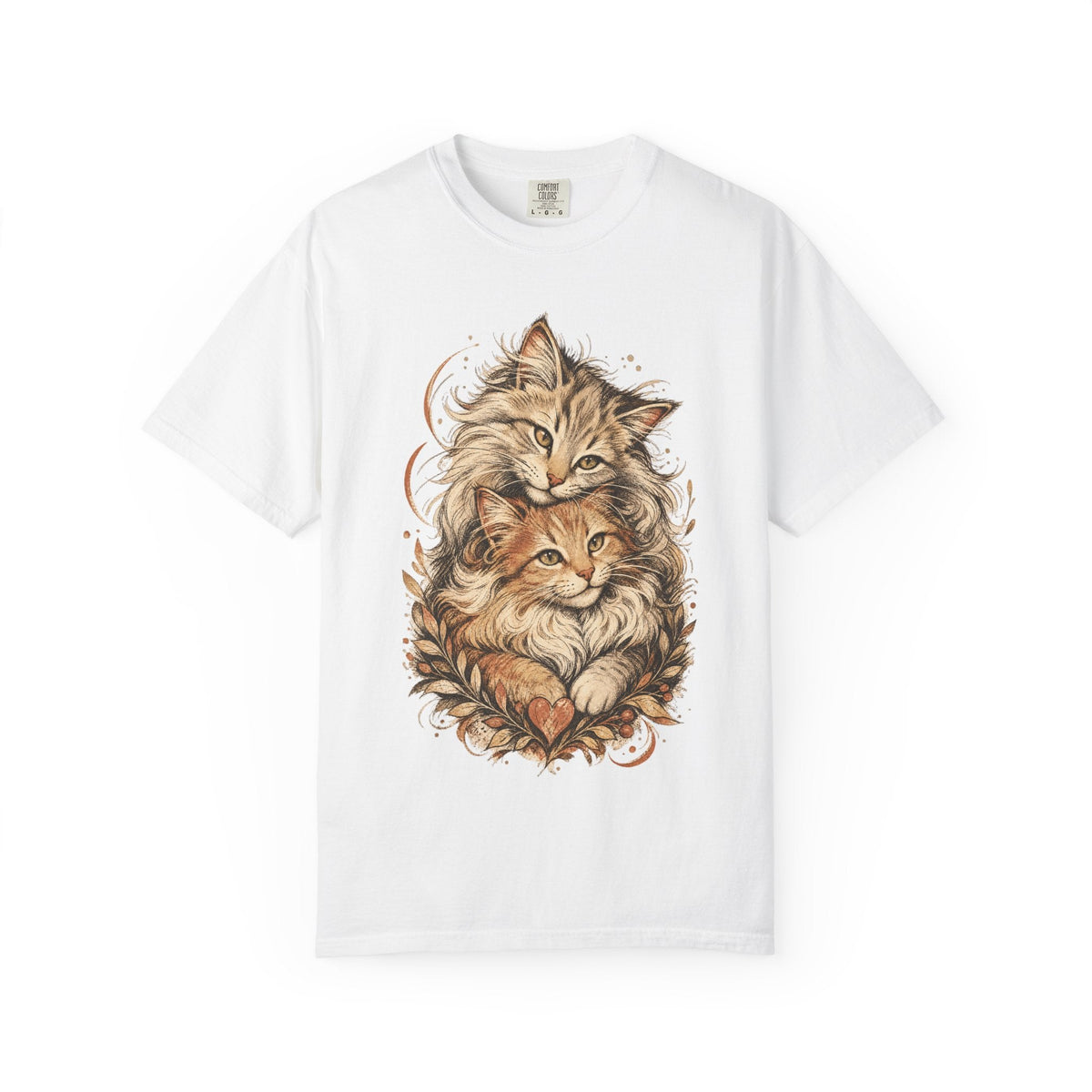 Cat Lovers Vintage Art T-Shirt — Cozy Fluffy Cats Illustration