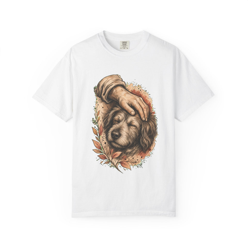 T-Shirt — Gentle Petting Rescue Dog Portrait Tee