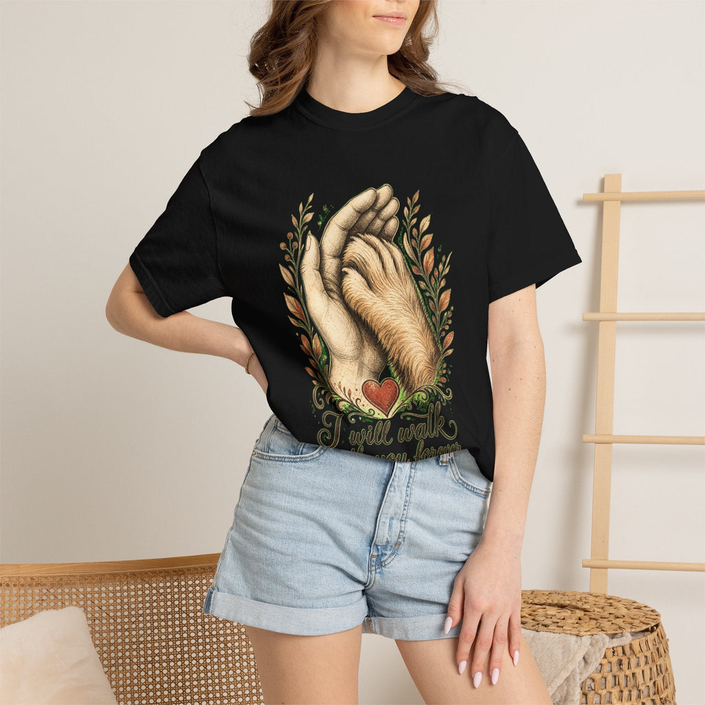 T-Shirt — "I Will Walk With You Forever" Hand-in-Paw Memorial Design