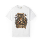 Cozy Cat Nook T-Shirt — Sleeping Cat with Tea & Lavender Graphic
