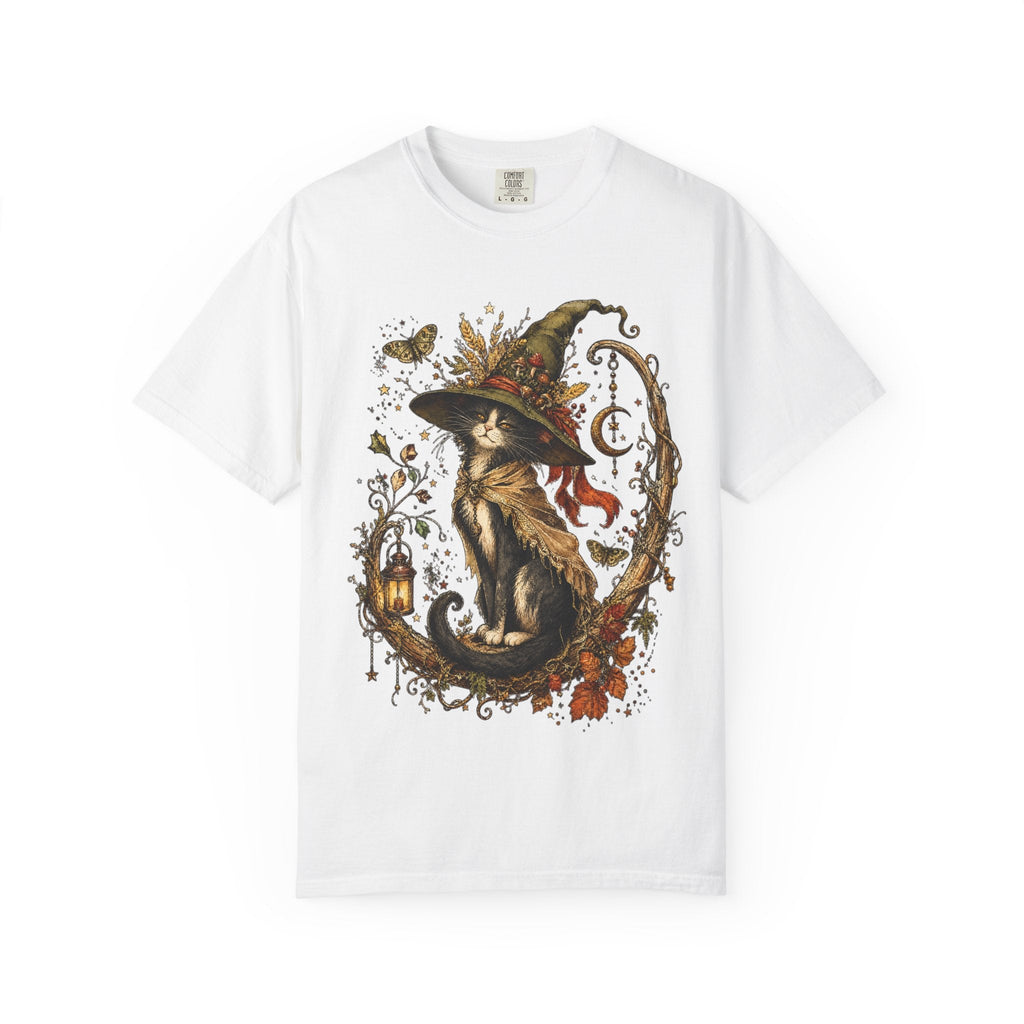 Witch Cat T‑Shirt — Autumn Witch Hat Cat Illustration