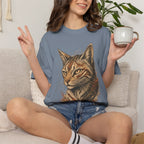 Cat Portrait T-Shirt — Realistic Tabby Illustration Tee