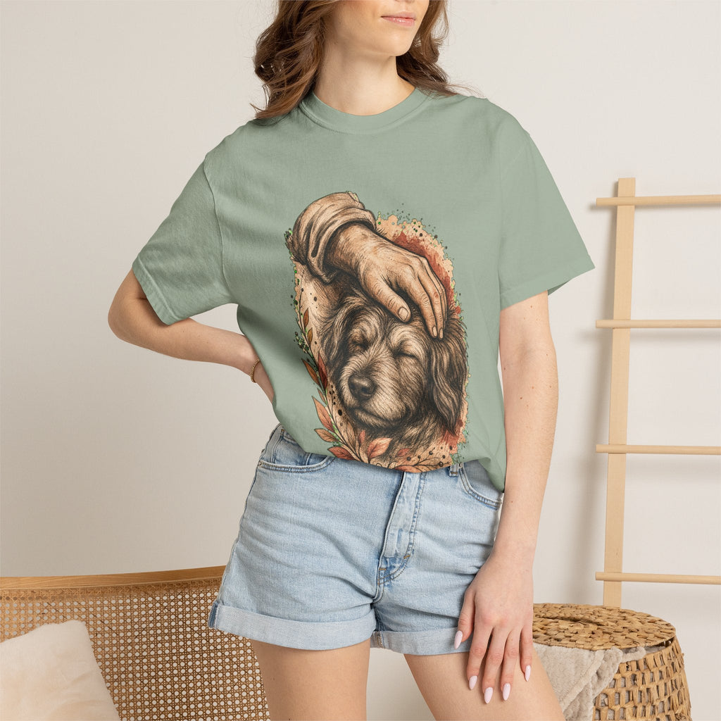 T-Shirt — Gentle Petting Rescue Dog Portrait Tee
