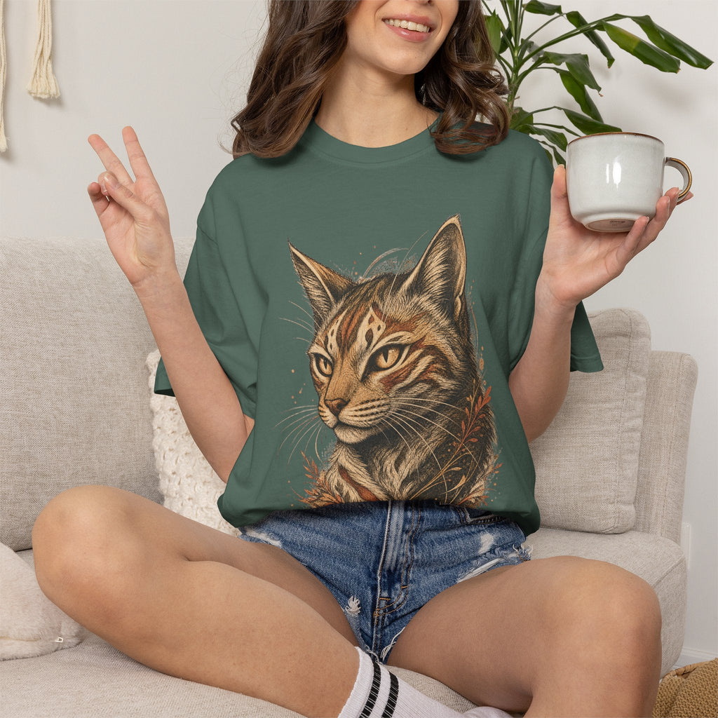 Cat Portrait T-Shirt — Realistic Tabby Illustration Tee