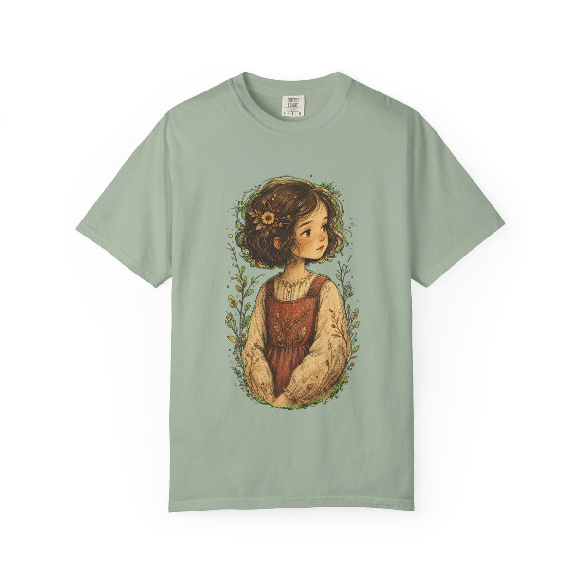 Vintage Cottagecore Girl Illustration T-Shirt