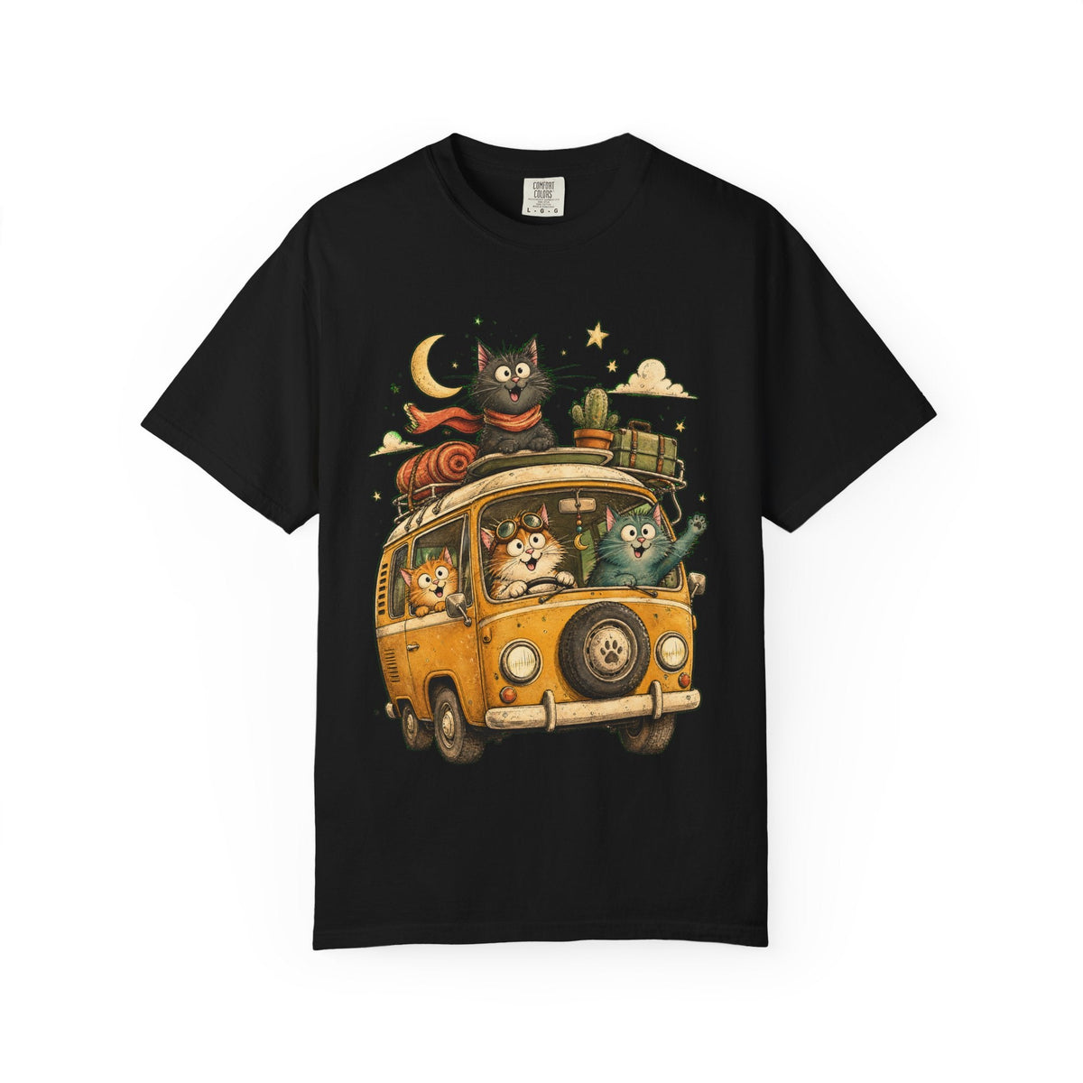 Cute Cats Road Trip T-Shirt — Vintage Camper Van Graphic
