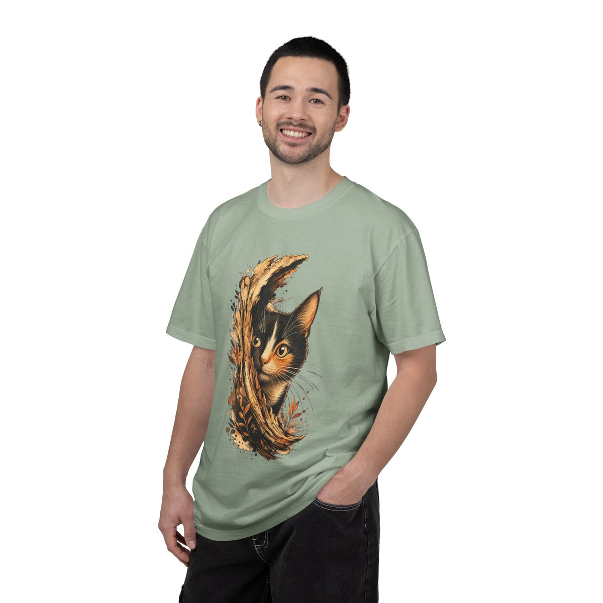 Cat Peek T-Shirt — Calico Cat Artistic Portrait Tee