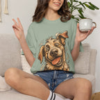 Happy Dog Portrait T-Shirt — Playful Paw Print Graphic Tee for Dog Lovers