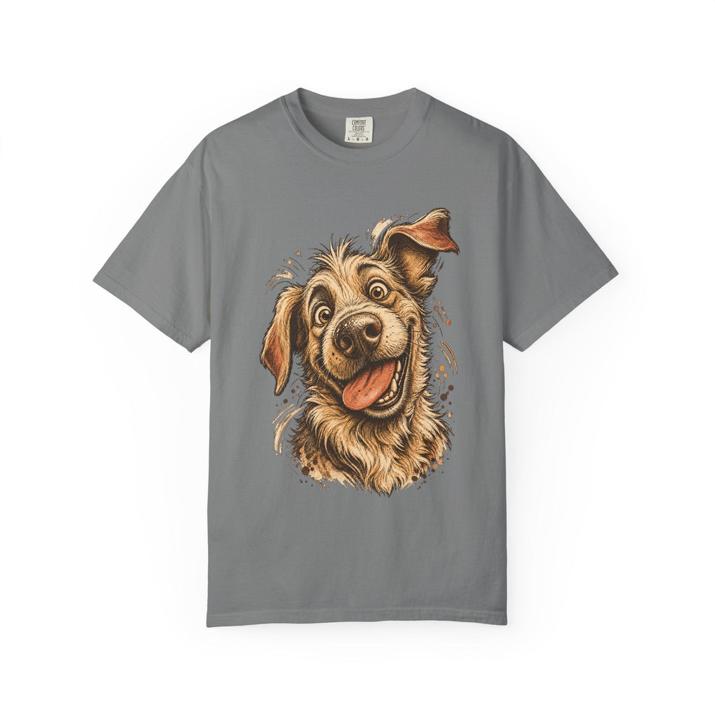 Happy Dog Portrait T-Shirt — Playful Paw Print Graphic Tee for Dog Lovers