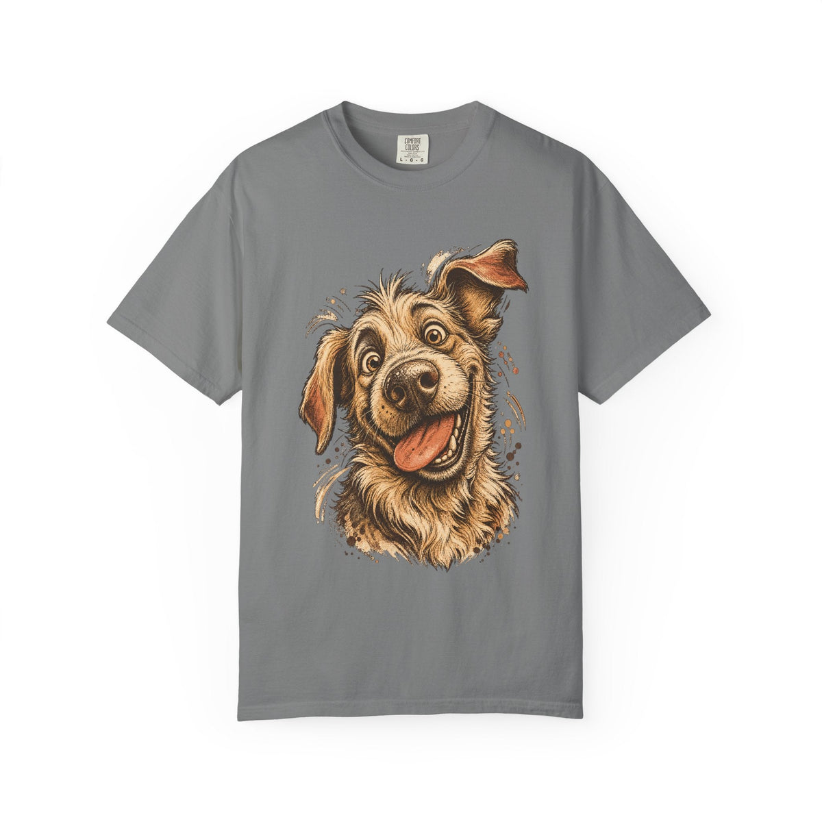 Happy Dog Portrait T-Shirt — Playful Paw Print Graphic Tee for Dog Lovers