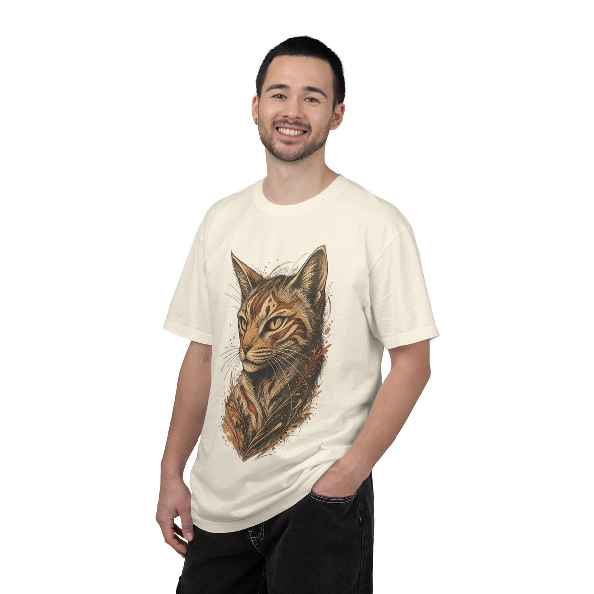 Cat Portrait T-Shirt — Realistic Tabby Illustration Tee