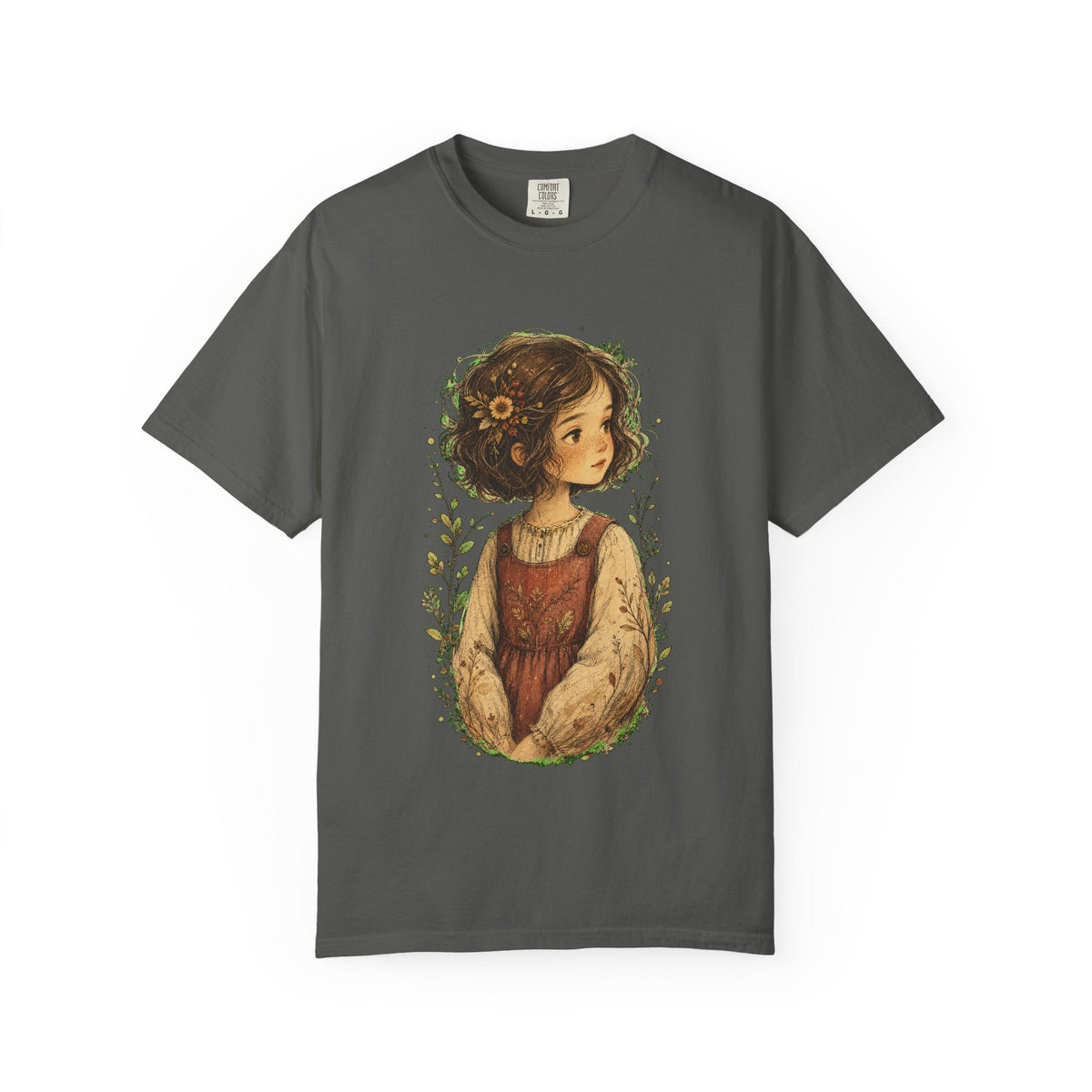 Vintage Cottagecore Girl Illustration T-Shirt