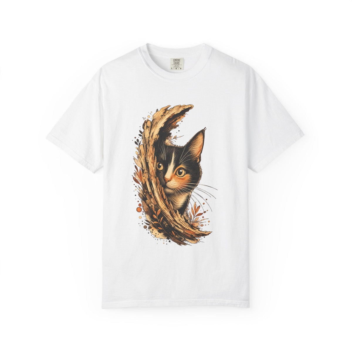 Cat Peek T-Shirt — Calico Cat Artistic Portrait Tee
