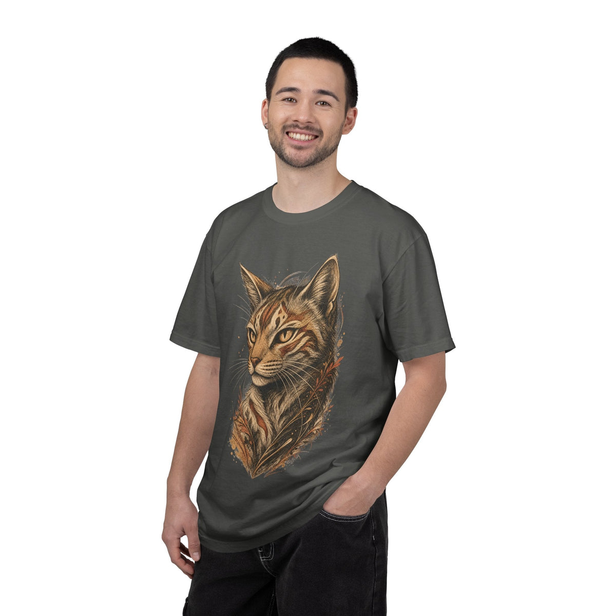 Cat Portrait T-Shirt — Realistic Tabby Illustration Tee