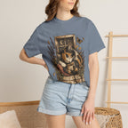 Cozy Cat Nook T-Shirt — Sleeping Cat with Tea & Lavender Graphic