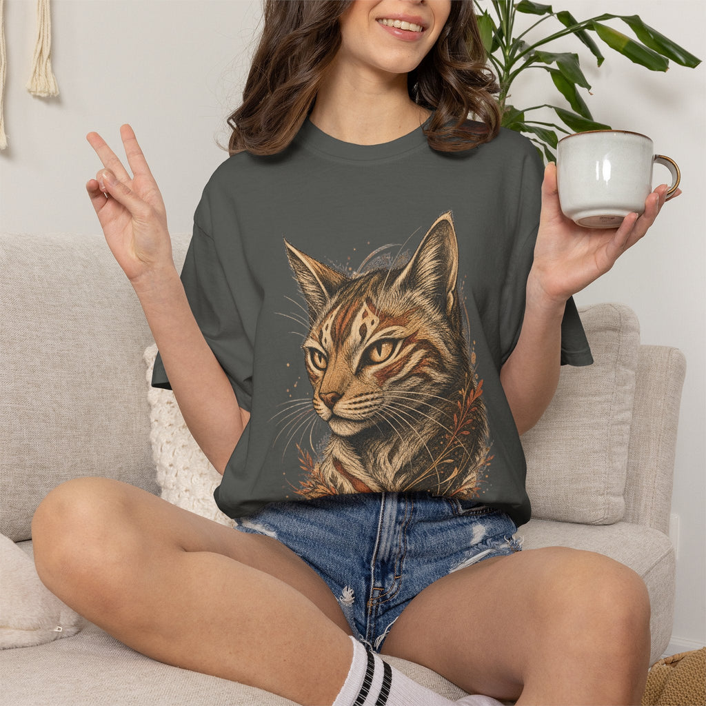 Cat Portrait T-Shirt — Realistic Tabby Illustration Tee