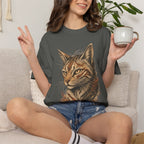Cat Portrait T-Shirt — Realistic Tabby Illustration Tee