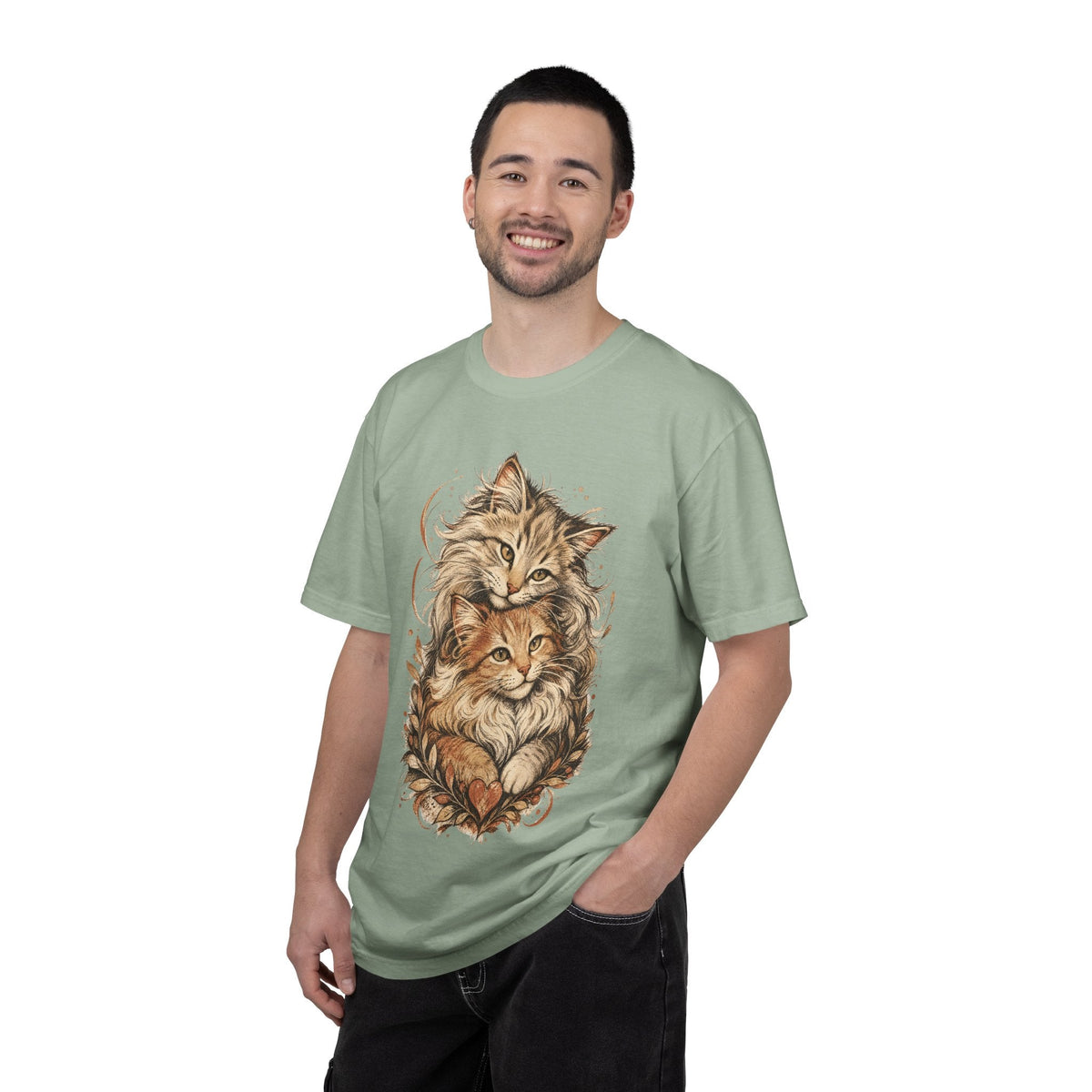 Cat Lovers Vintage Art T-Shirt — Cozy Fluffy Cats Illustration