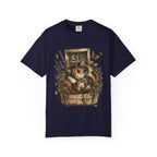Cozy Cat Nook T-Shirt — Sleeping Cat with Tea & Lavender Graphic
