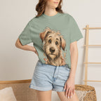 Happy Scruffy Dog T-Shirt — Cute Paw Print Portrait Tee