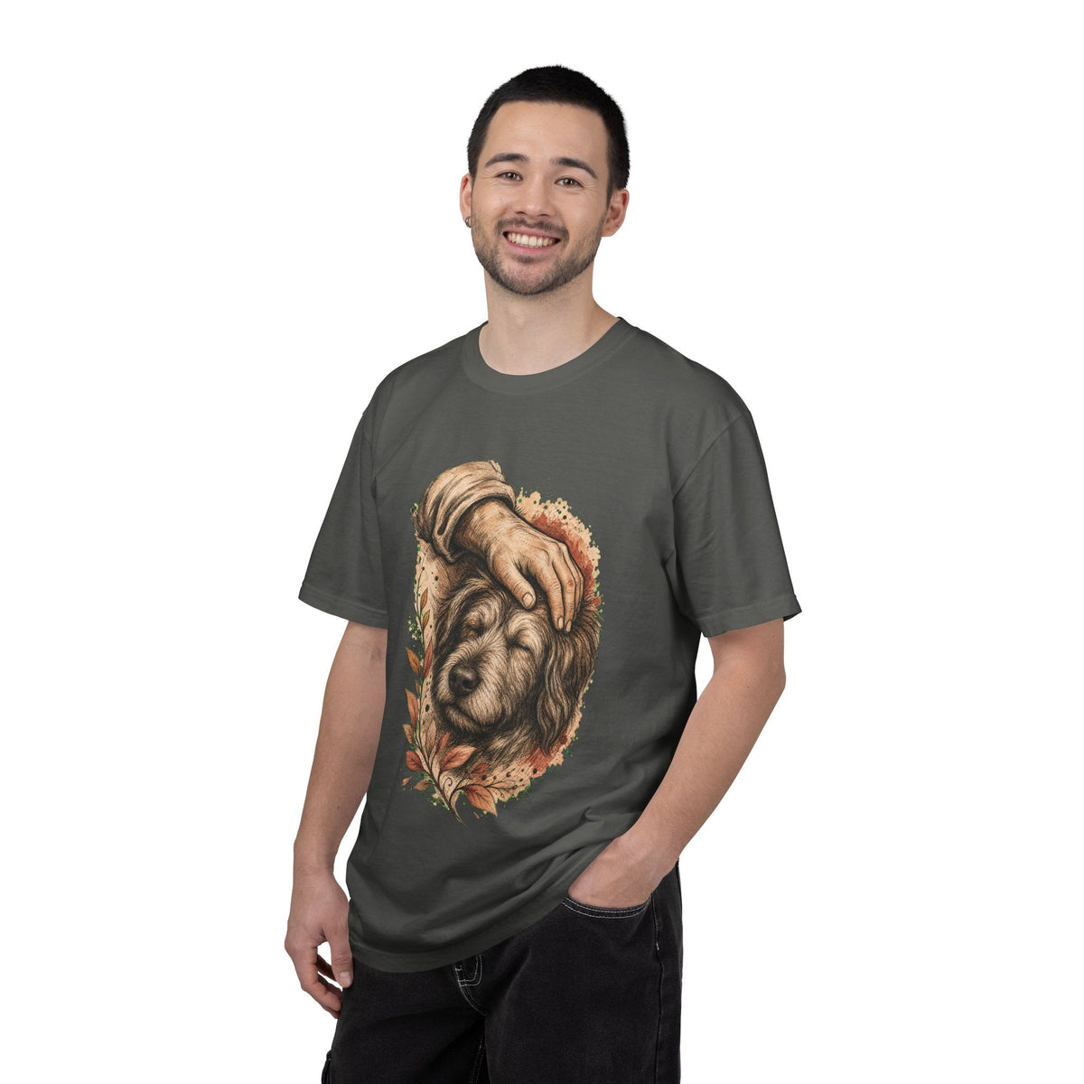 T-Shirt — Gentle Petting Rescue Dog Portrait Tee