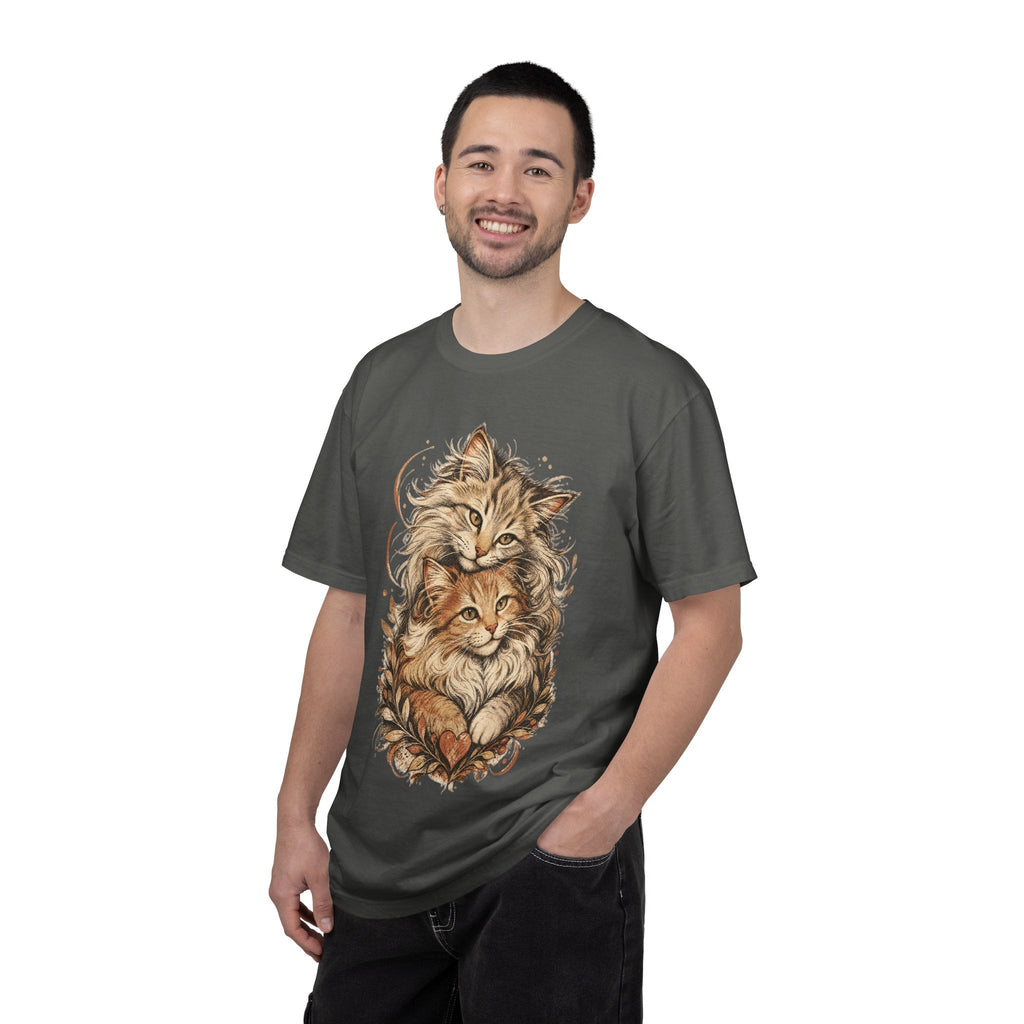 Cat Lovers Vintage Art T-Shirt — Cozy Fluffy Cats Illustration