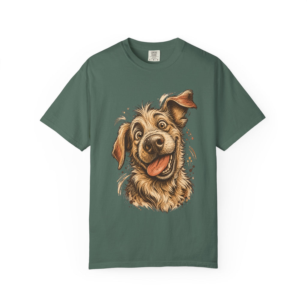 Happy Dog Portrait T-Shirt — Playful Paw Print Graphic Tee for Dog Lovers