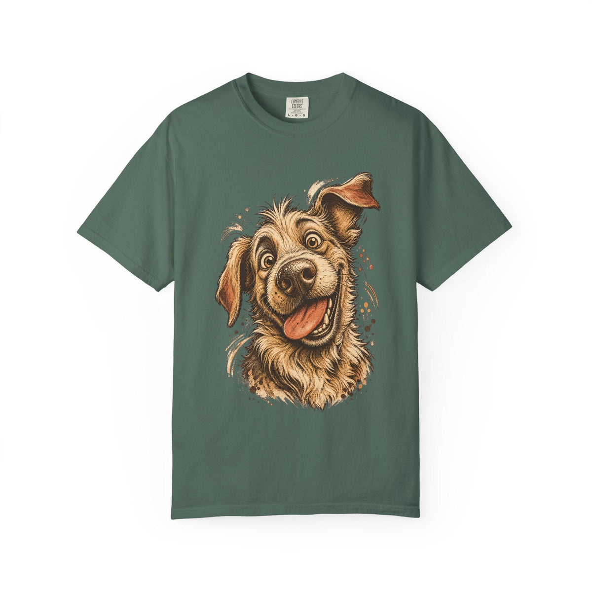 Happy Dog Portrait T-Shirt — Playful Paw Print Graphic Tee for Dog Lovers